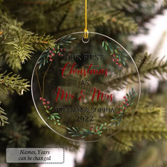 Personalized Acrylic Ornament First Xmas As Mr & Mrs