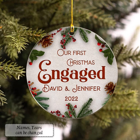 Personalized Acrylic Ornament First Xmas Engaged