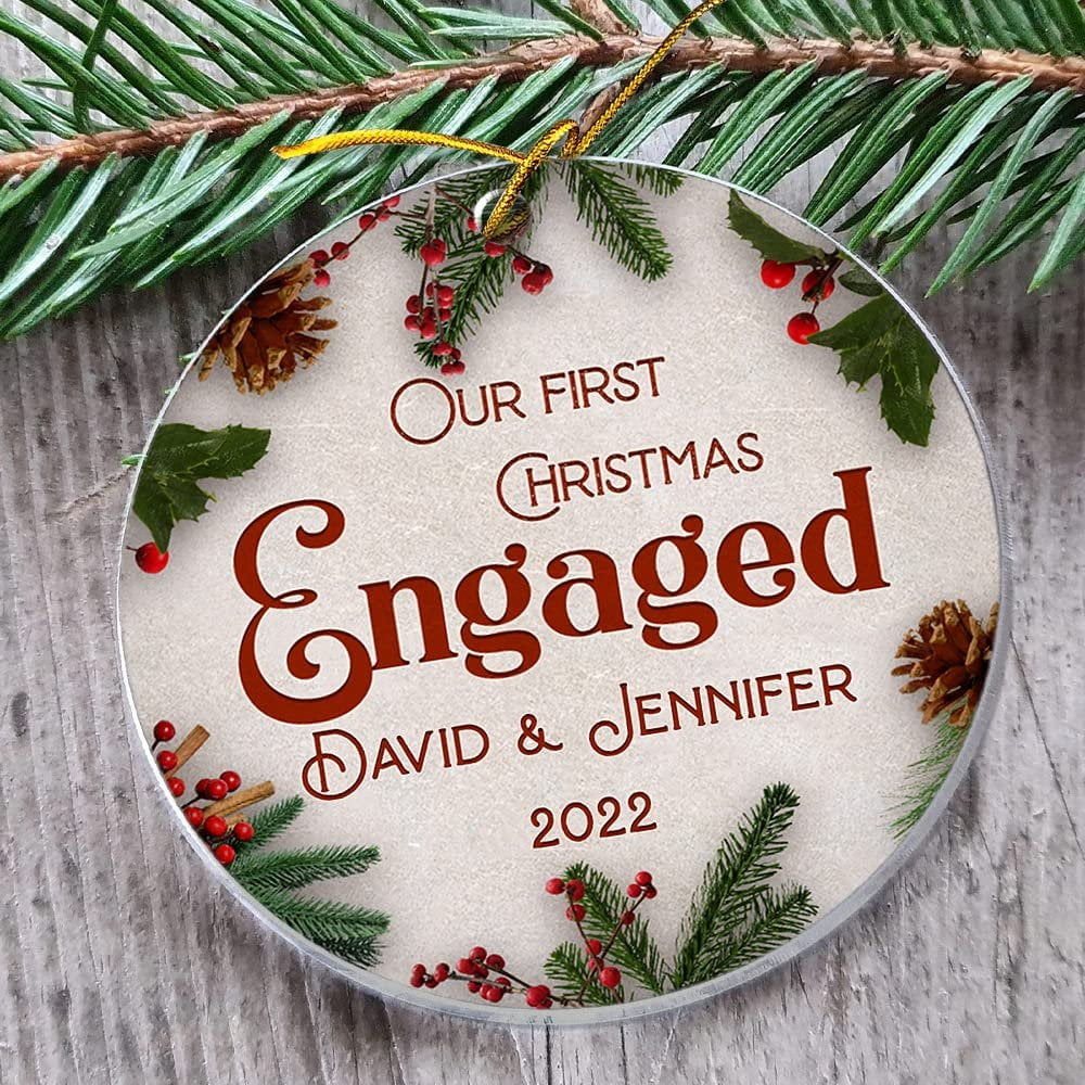 Personalized Acrylic Ornament First Xmas Engaged