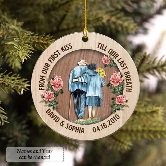 Personalized Acrylic Ornament Old Couple Kiss Last Breath
