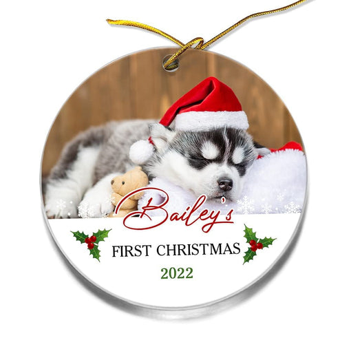 Personalized Acrylic Ornament Puppy First Christmas