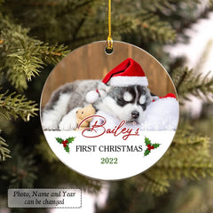 Personalized Acrylic Ornament Puppy First Christmas