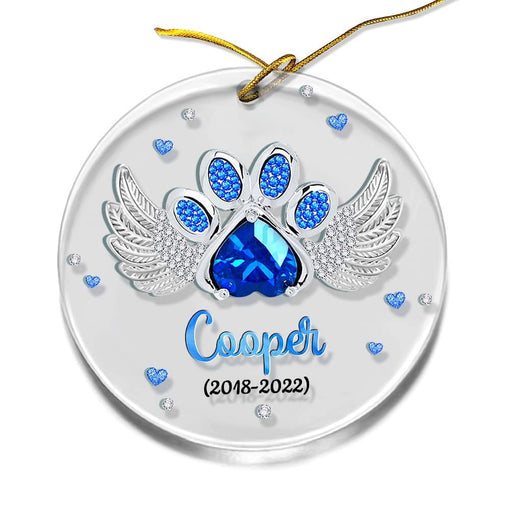 Personalized Acrylic Paw Dog Memorial Ornament Jewelry Gift