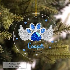 Personalized Acrylic Paw Dog Memorial Ornament Jewelry Gift