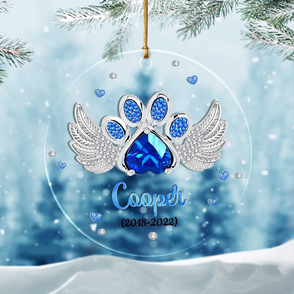 Personalized Acrylic Paw Dog Memorial Ornament Jewelry Gift