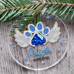 Personalized Acrylic Paw Dog Memorial Ornament Jewelry Gift