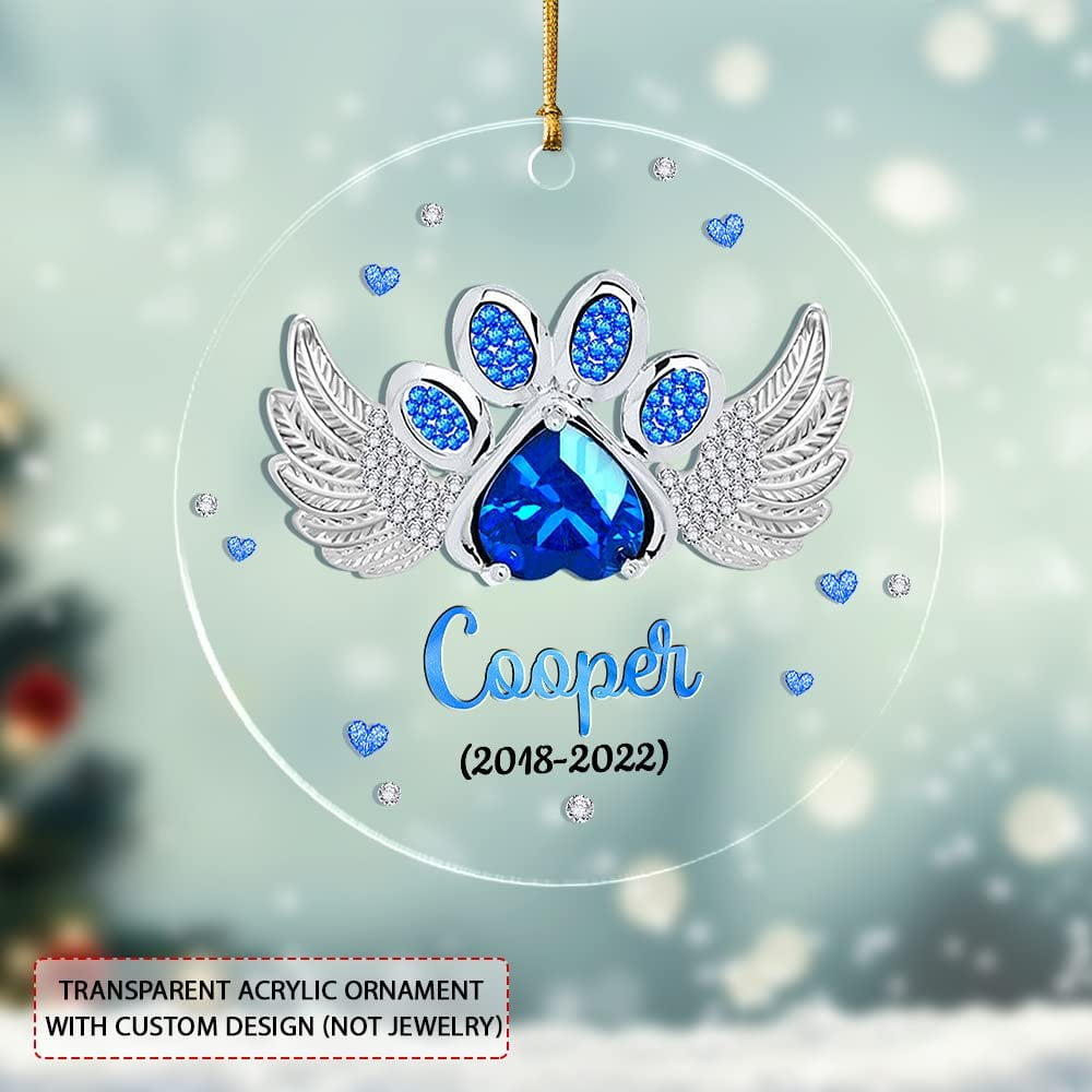 Personalized Acrylic Paw Dog Memorial Ornament Jewelry Gift