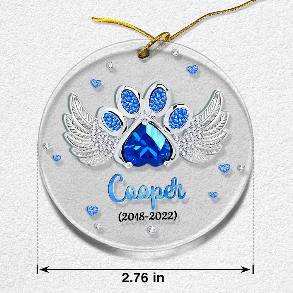 Personalized Acrylic Paw Dog Memorial Ornament Jewelry Gift
