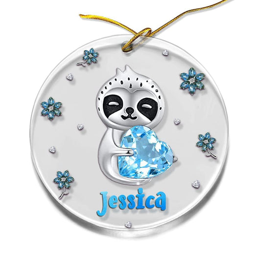 Personalized Acrylic Sloth Ornament Jewelry Style