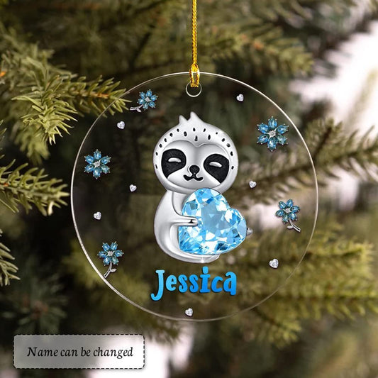 Personalized Acrylic Sloth Ornament Jewelry Style