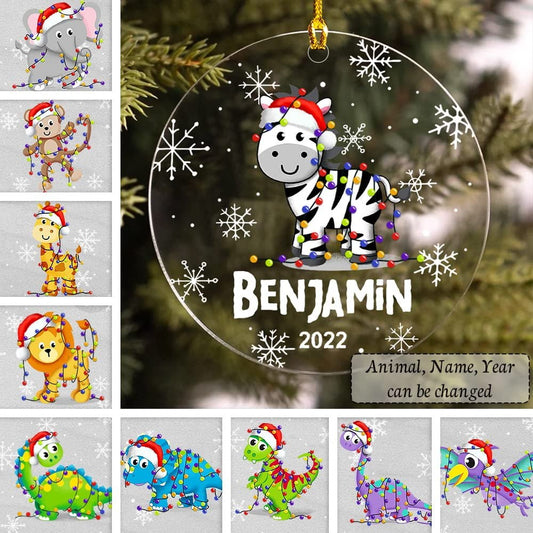 Personalized Acrylic Zebra Baby Boy Ornament Christmas Gift
