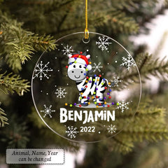 Personalized Acrylic Zebra Baby Boy Ornament Christmas Gift