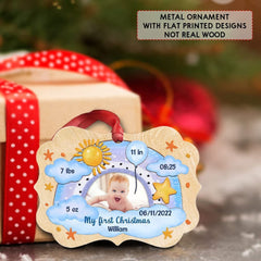 Personalized Aluminum Baby Boy Ornament Rainbow