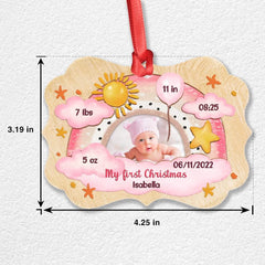 Personalized Aluminum Baby Girl Ornament Rainbow