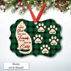 Personalized Aluminum Cat Christmas Ornament Paw Prints