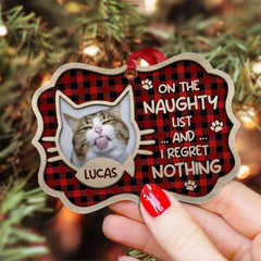 Personalized Aluminum Cat Ornament On The Naughty List
