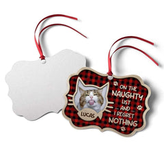 Personalized Aluminum Cat Ornament On The Naughty List