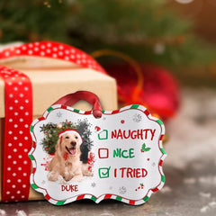 Personalized Aluminum Dog Funny Ornament Naughty Or Nice