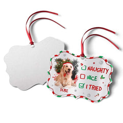 Personalized Aluminum Dog Funny Ornament Naughty Or Nice