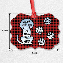 Personalized Aluminum Dog Mom Ornament Gift With Pawprints