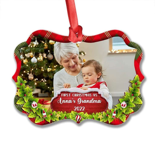 Personalized Aluminum First Christmas As Grandma Ornament