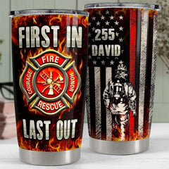 Personalized American Firefighter Tumbler American Flag Gift For Fireman