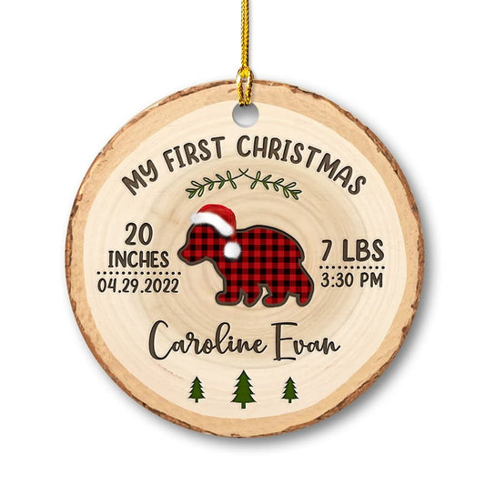 Personalized Baby Bear First Christmas Ornament Style