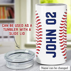 Personalized Baseball Can Cooler Fans Boy Best Gift Leather Style