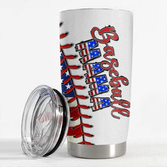 Personalized Baseball Mom Tumbler US Flag Pattern Mother's Day Gift
