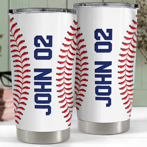 Personalized Baseball Tumbler Custom Name Number For Fans Boy Lover