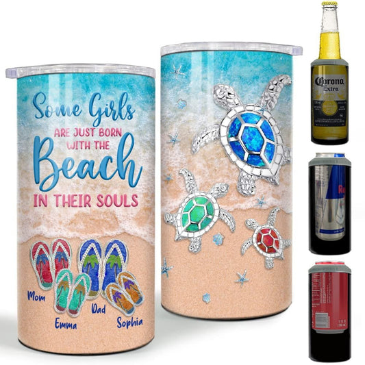 Personalized Beach Can Cooler Beach Souls Jewelry Drawing Style