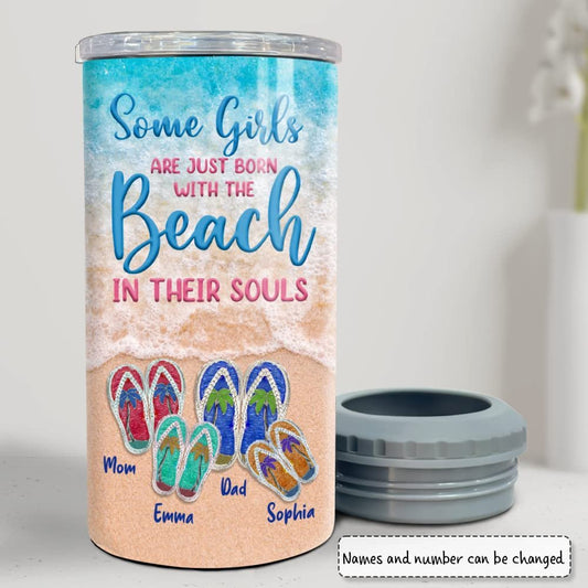 Personalized Beach Can Cooler Beach Souls Jewelry Drawing Style