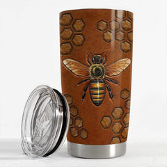 Personalized Bee Tumbler Leather Drawing Style For Animal Lover