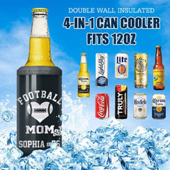 Personalized Best Black Football Mom Can Cooler For Mother Mama