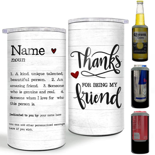 Personalized Best Friend Definition Gift Can Cooler Wooden Style