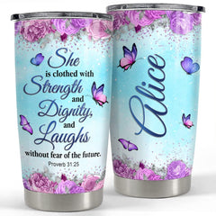 Personalized Bible Faith Tumbler Butterfly Inspiration Gift For Girl