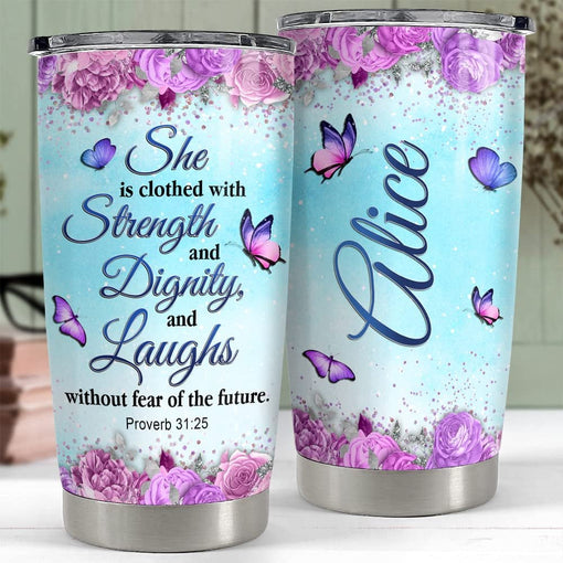 Personalized Bible Faith Tumbler Butterfly Inspiration Gift For Girl