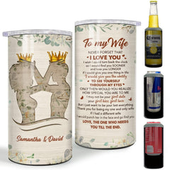 Personalized Black Couple Can Cooler King And Queen Engraved Drawing