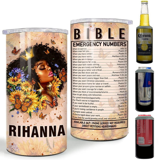 Personalized Black Queen Can Cooler Girl Women Faith Bible Quote