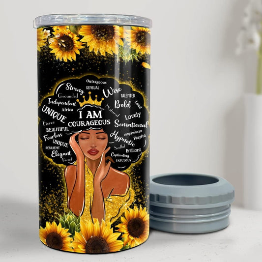 Personalized Black Queen Can Cooler Unique Gift Faith For Afro