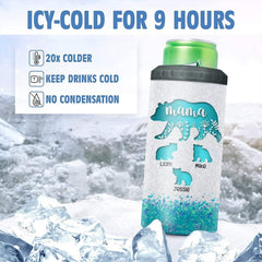 Personalized Blue Mama Bear Can Cooler Tough As A Mother For Mother's Day