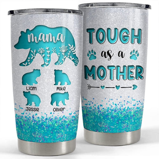 Personalized Blue Mama Bear Tumbler Tough As A Mom Mother's Day Gifts