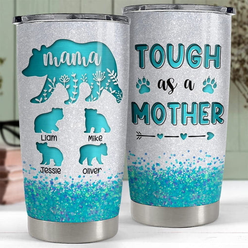 Personalized Blue Mama Bear Tumbler Tough As A Mom Mother's Day Gifts