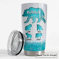 Personalized Blue Mama Bear Tumbler Tough As A Mom Mother's Day Gifts