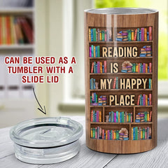 Personalized Book Lover Can Cooler Bookshelf Reading Is My Happy Place