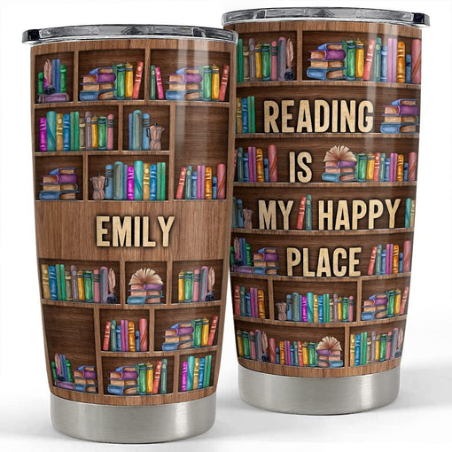 Personalized Book Lovers Tumbler Bookshelf Bookworm Reader Girl Women