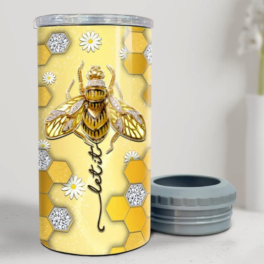 Personalized Bumble Bee Can Cooler Jewelry Style Flower For Women Girl