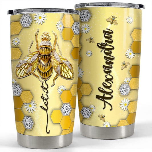 Personalized Bumble Bee Tumbler Jewelry Style Flower For Animal Lover