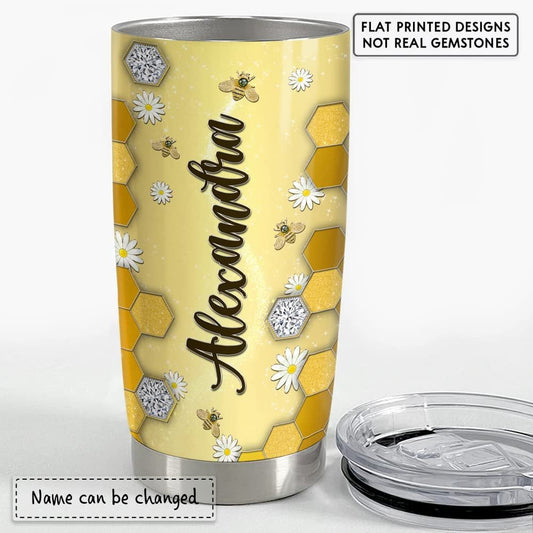 Personalized Bumble Bee Tumbler Jewelry Style Flower For Animal Lover