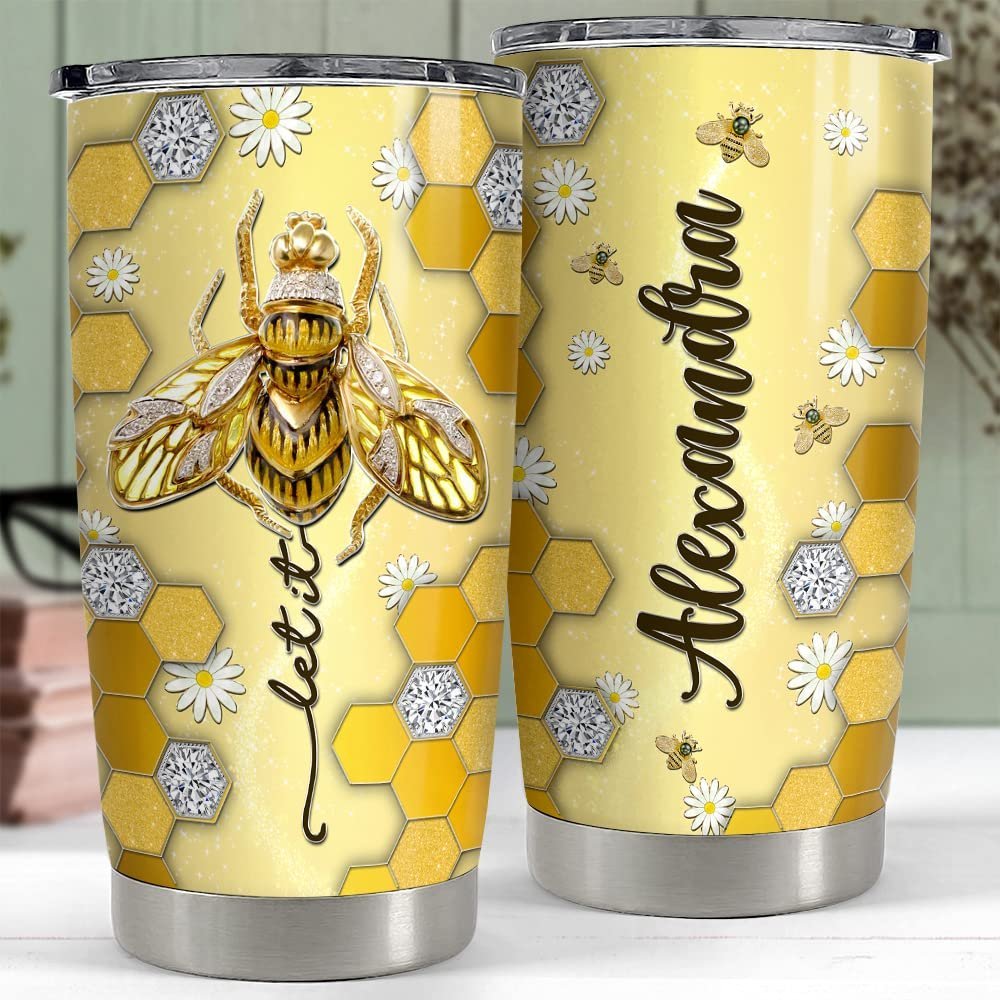 Personalized Bumble Bee Tumbler Jewelry Style Flower For Animal Lover